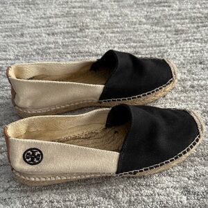 Tory Burch Black and Cream Espadrilles